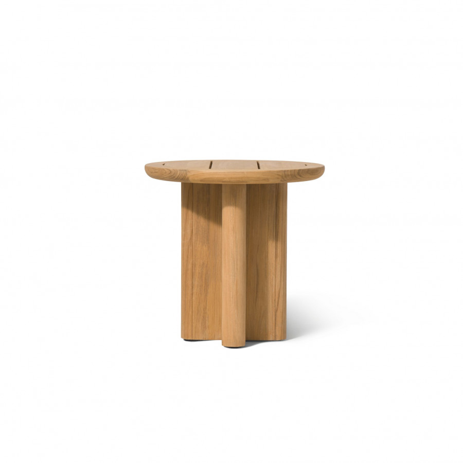 Harbour Victoria Teak Round Slatted Side Table in Teak Natural