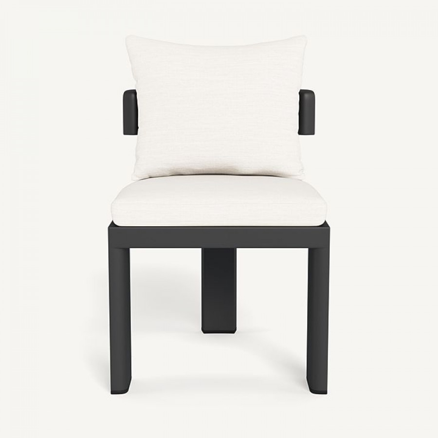 Harbour Victoria Aluminum Armless Dining Chair - Aluminum Asteroid / Panama Blanco