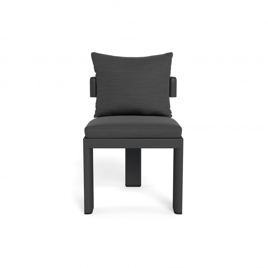 Harbour Victoria Aluminum Armless Dining Chair - Aluminum Asteroid / Panama Grafito