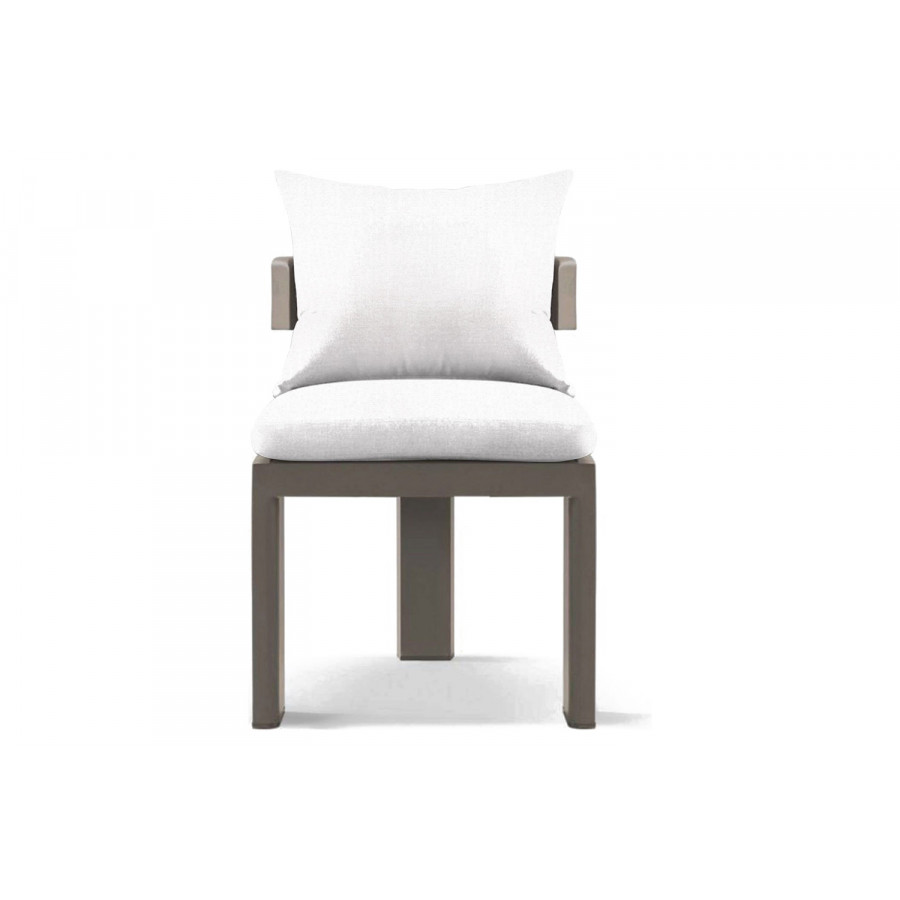 Harbour Victoria Armless Dining Chair - Aluminum Taupe, Panama Blanco