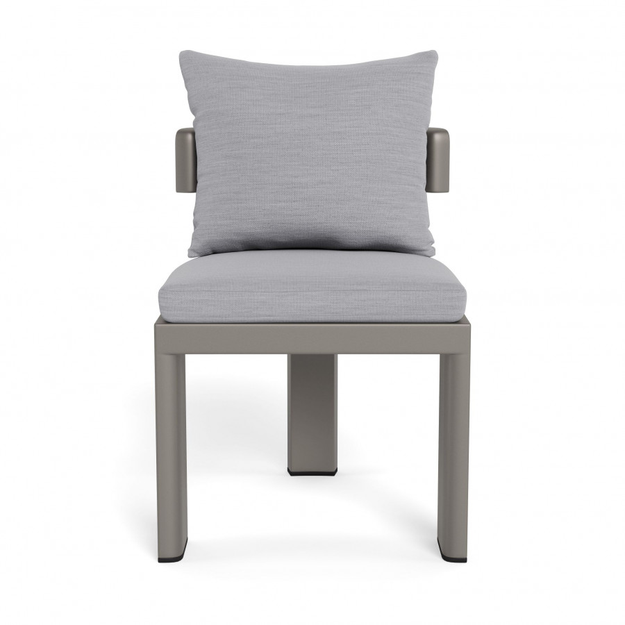 Harbour Victoria Aluminum Armless Dining Chair - Aluminum Taupe / Panama Cloud