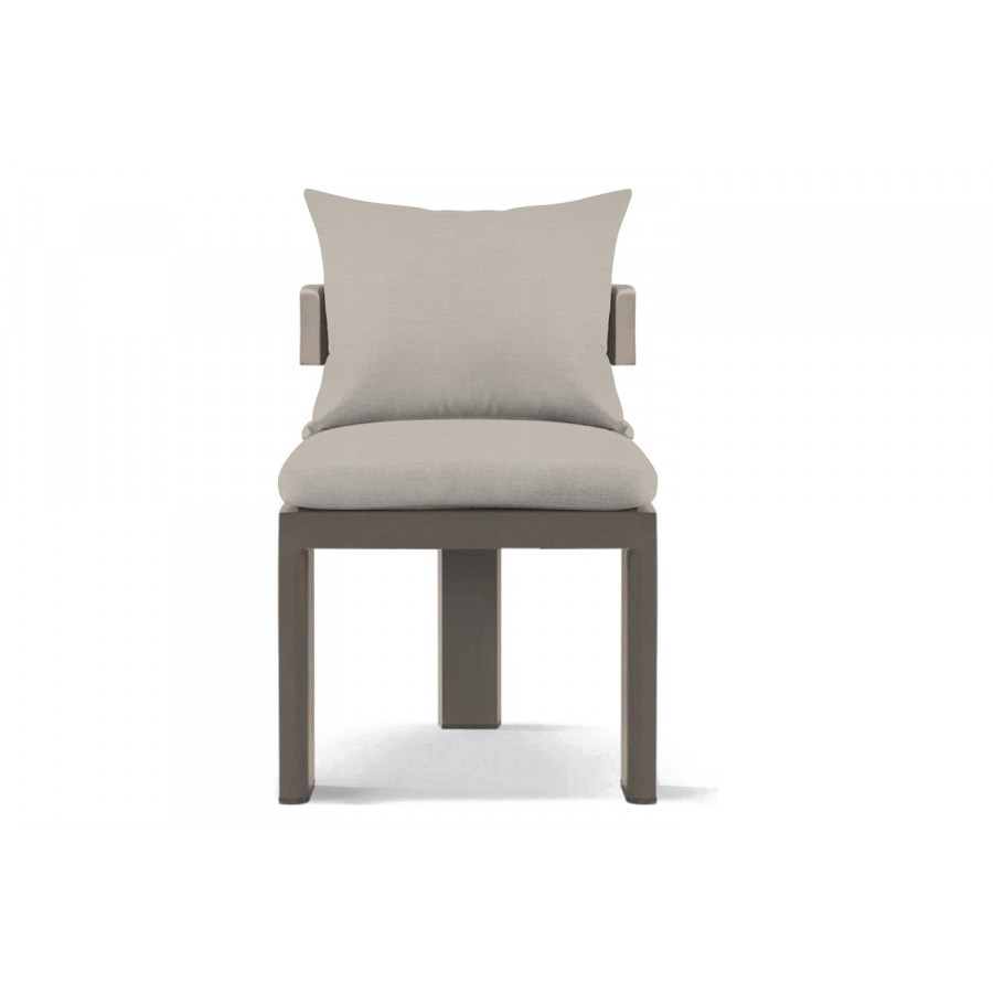 Harbour Victoria Armless Dining Chair - Aluminum Taupe, Panama Marble
