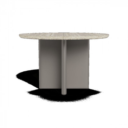 Harbour Victoria Aluminum Stone Round Dining Table 48" - Aluminum Asteroid / Travertine Dark Gray