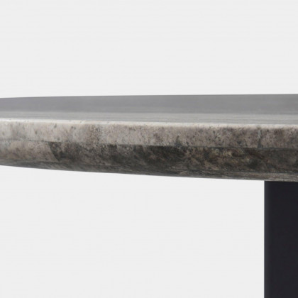 Harbour Victoria Aluminum Stone Round Dining Table 60" - Aluminum Taupe / Travertine Silver