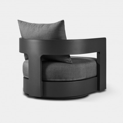 Harbour Victoria Aluminum Swivel Lounge Chair - Aluminum Asteroid / Panama Grafito