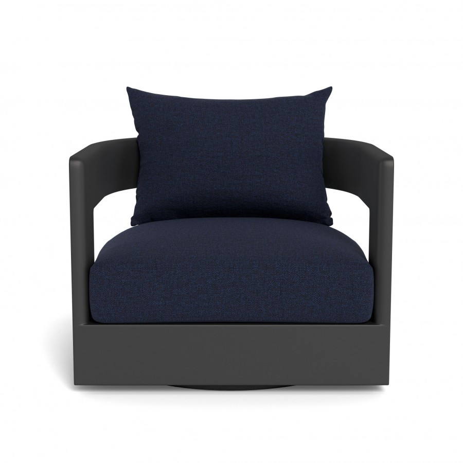 Harbour Victoria Aluminum Swivel Lounge Chair - Aluminum Asteroid / Siesta Indigo