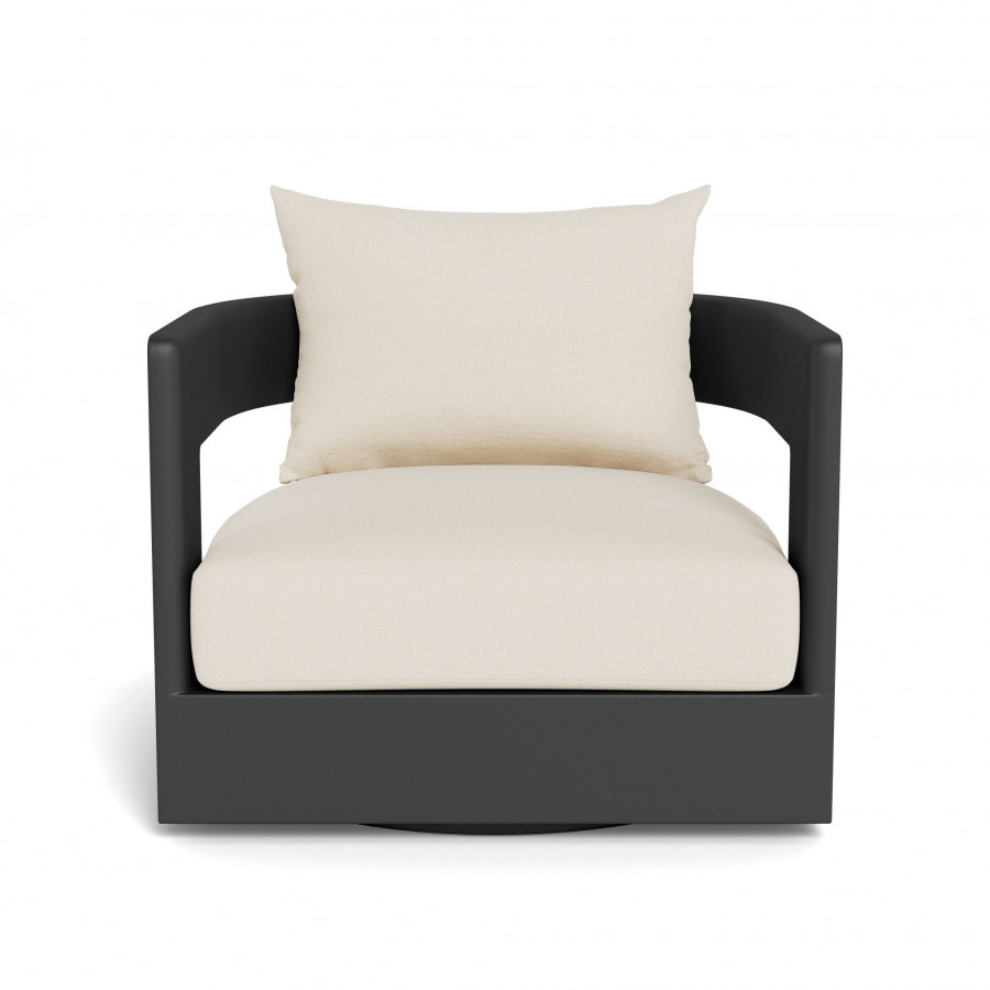 Harbour Victoria Aluminum Swivel Lounge Chair - Aluminum Asteroid / Siesta Ivory