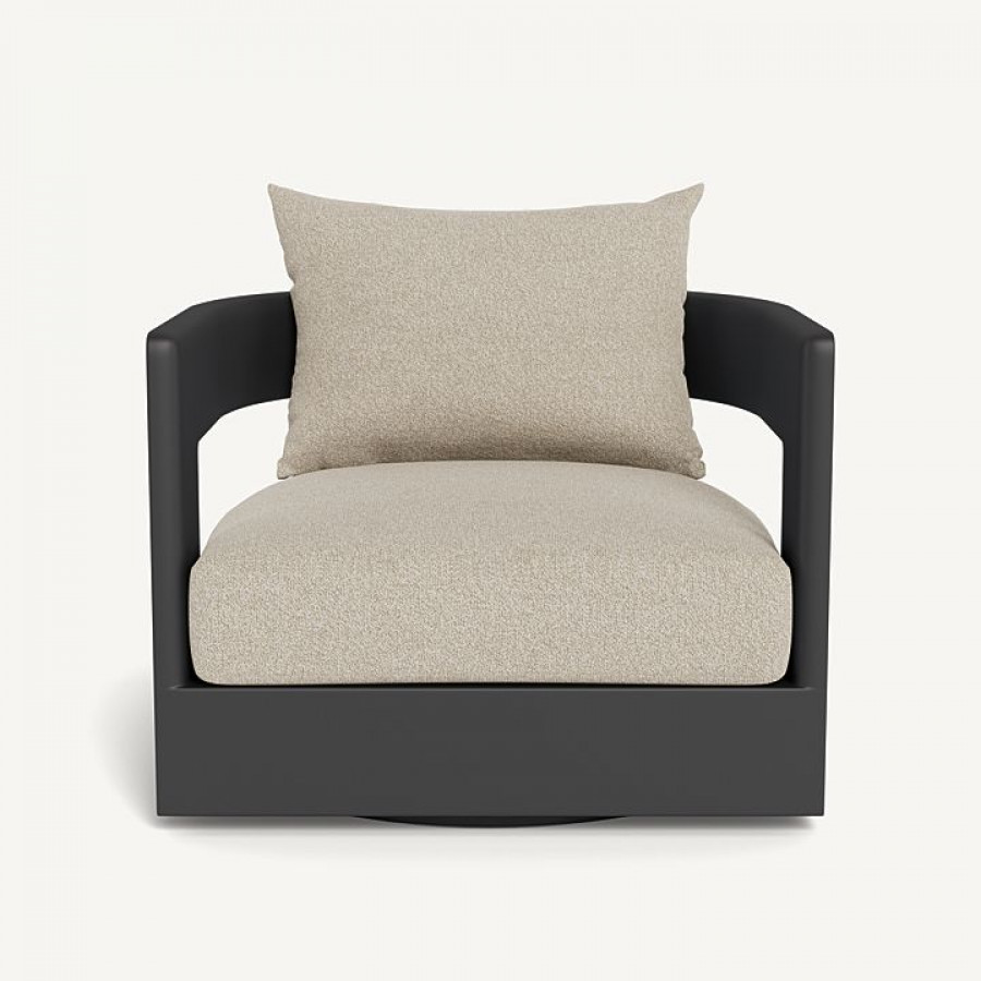 Harbour Victoria Aluminum Swivel Lounge Chair - Aluminum Asteroid / Siesta Taupe