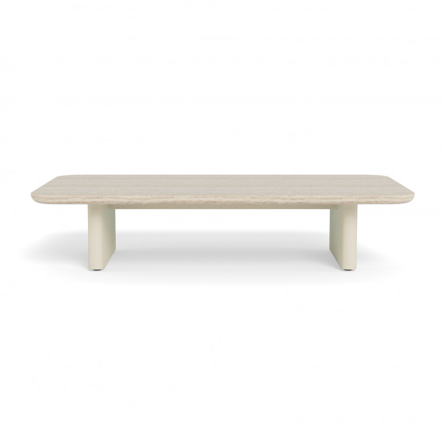 Harbour Victoria Aluminum Coffee Table - Aluminum Bone / Travertine Natural