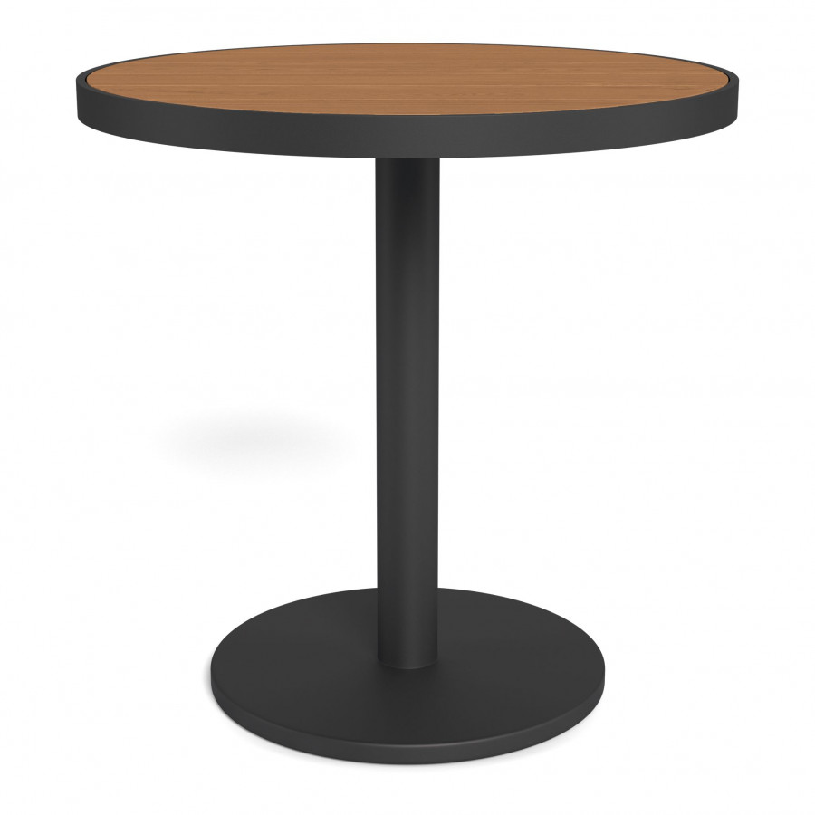 Harbour Vienna 30" Round Bistro Table - Aluminum Asteroid / Teak Natural