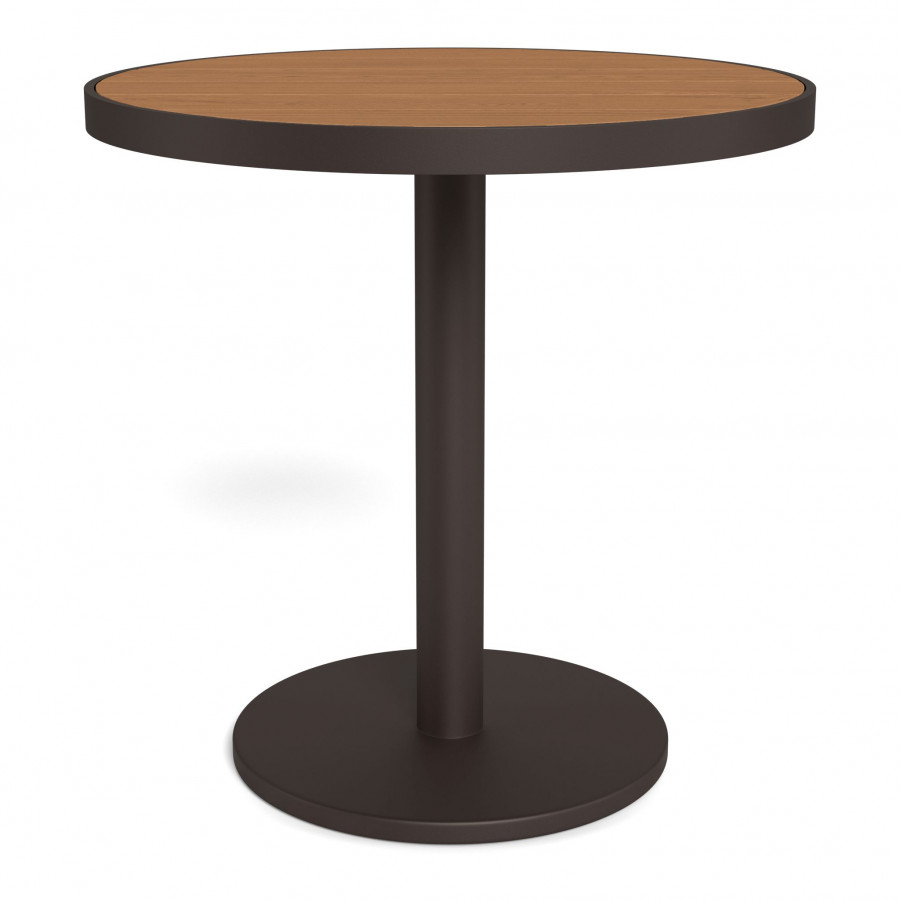Harbour Vienna 30" Round Bistro Table - Aluminum Bronze / Teak Natural