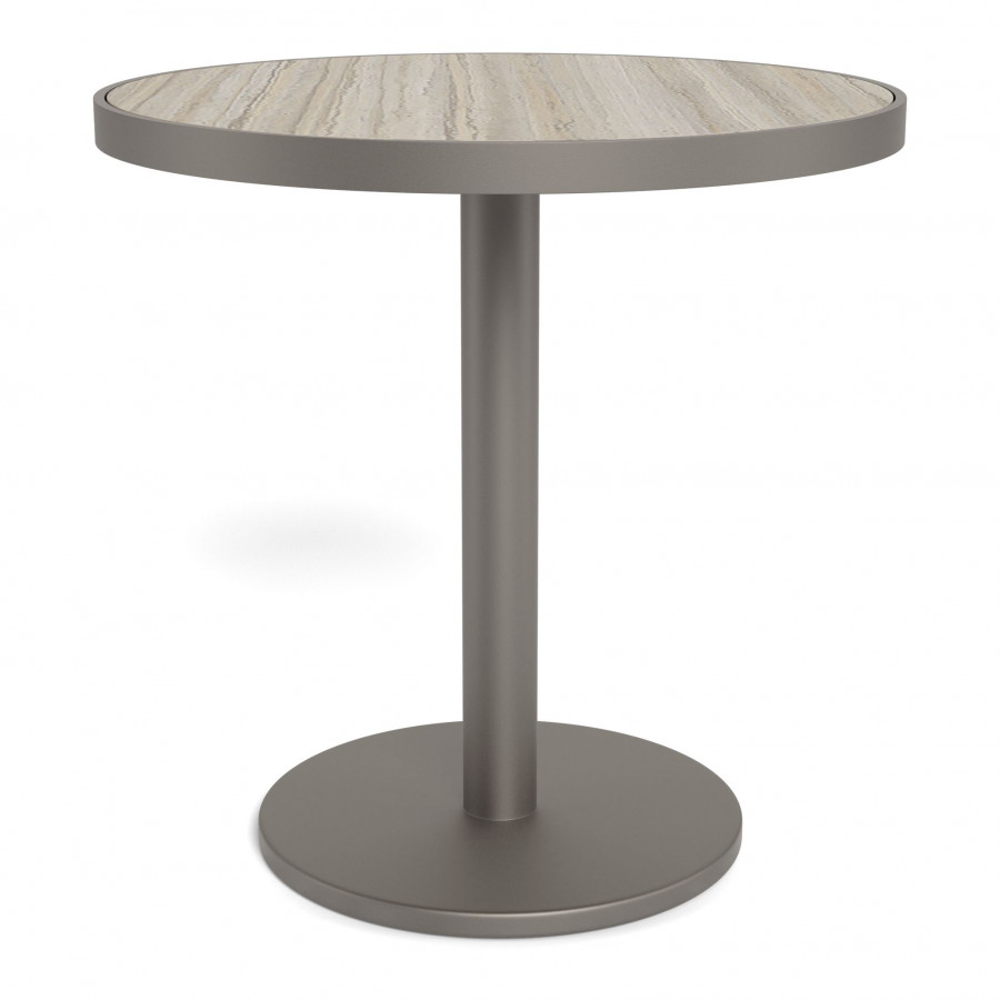 Harbour Vienna 30" Round Bistro Table - Aluminum Taupe / Laminam Grigio
