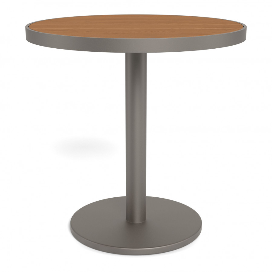 Harbour Vienna 30" Round Bistro Table - Aluminum Taupe / Teak Natural