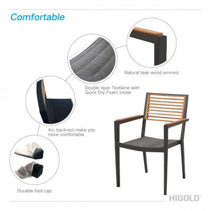 Higold - Champion Outdoor Dining Set in Teak/Black