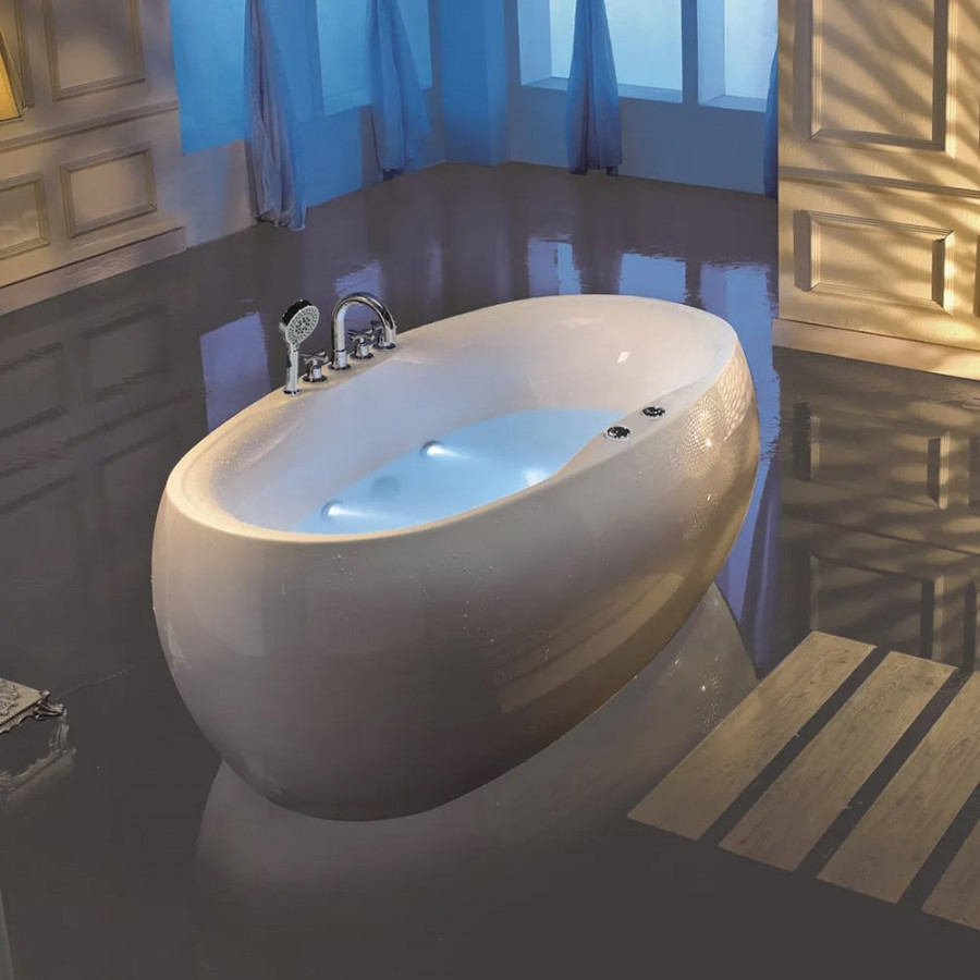HMR - Acrylic Oval Whirlpool Water Massage in 71"L, White