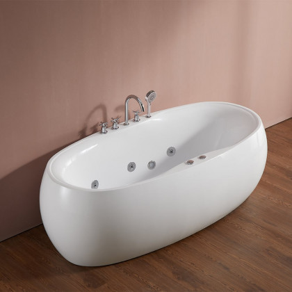 HMR - Acrylic Oval Whirlpool Water Massage in 71"L, White