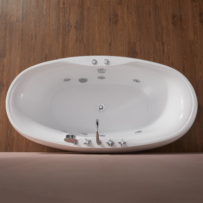 HMR - Acrylic Oval Whirlpool Water Massage in 71"L, White