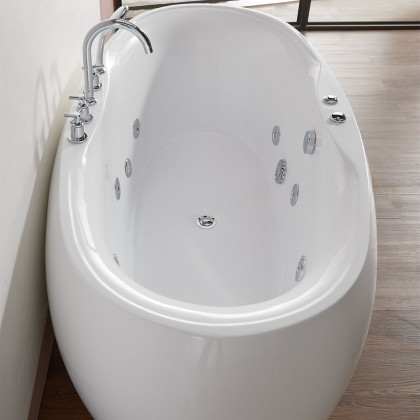 HMR - Acrylic Oval Whirlpool Water Massage in 71"L, White