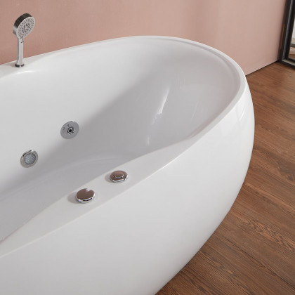 HMR - Acrylic Oval Whirlpool Water Massage in 71"L, White
