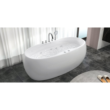 HMR - Acrylic Oval Whirlpool Water Massage in 71"L, White