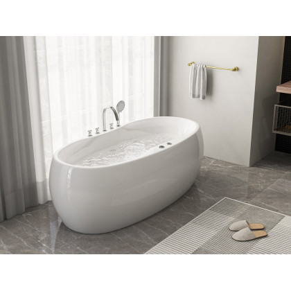 HMR - Acrylic Oval Whirlpool Water Massage in 71"L, White