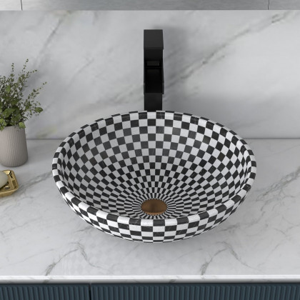 HMR - Bathroom Bowl Shape Mosaic Design in Natural Stone