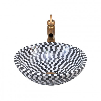 HMR - Bathroom Bowl Shape Mosaic Design in Natural Stone