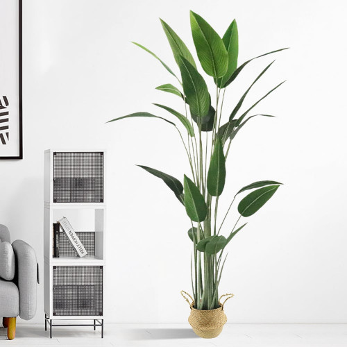 HMR 70.9" Artificial Canna Tree 1-Piece Faux Plastic Indoor & Outdoor Plant - With Basket
