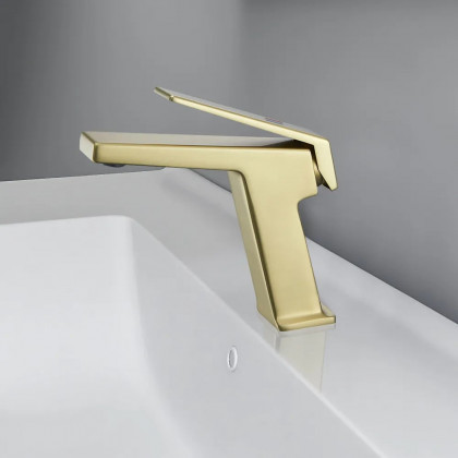 HMR - Gold Bathroom Sink Faucet 1-Hole Single Handle Solid Brass