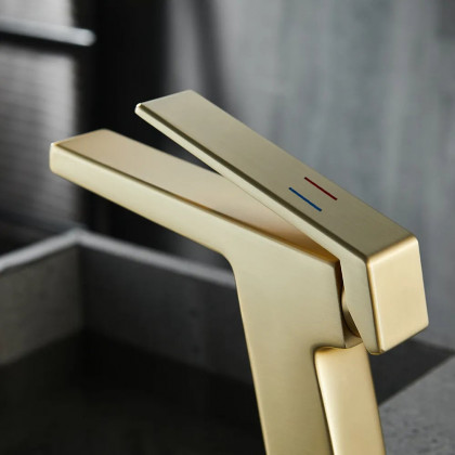 HMR - Gold Bathroom Sink Faucet 1-Hole Single Handle Solid Brass