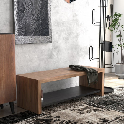 HMR - 39" Rustic Wood Entryway Bench with Shoe Rack