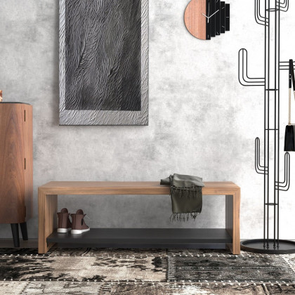 HMR - 39" Rustic Wood Entryway Bench with Shoe Rack