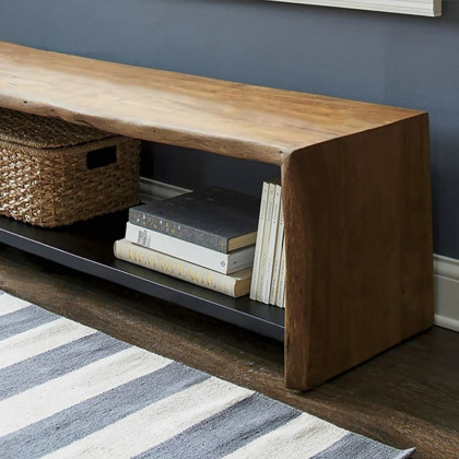 HMR - 39" Rustic Wood Entryway Bench with Shoe Rack