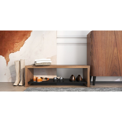 HMR - 39" Rustic Wood Entryway Bench with Shoe Rack