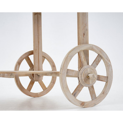 HMR - Solid Wood Garden Cart Display Bench in Natural
