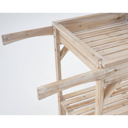 HMR - Solid Wood Garden Cart Display Bench in Natural