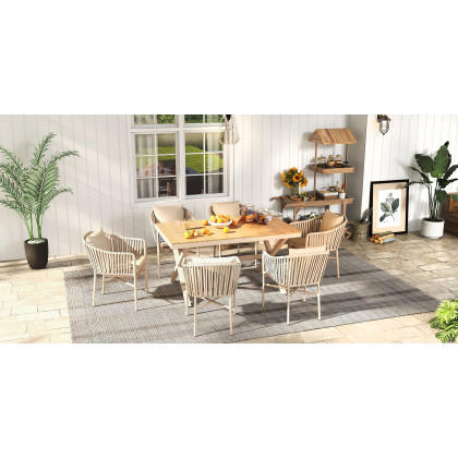 HMR - Solid Wood Garden Cart Display Bench in Natural