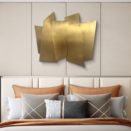 HMR - 35.4" Luxury Irregular Stainless Steel Wall Decor Geometric Art in Gold for Living Room