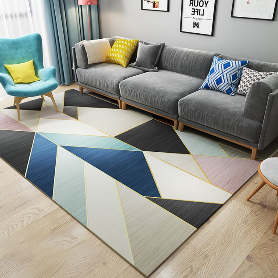 HMR - 6' x 9' Modern Gradient Geometric Multi-colored Rectangle Area Rug