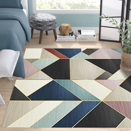 HMR - 6' x 9' Modern Gradient Geometric Multi-colored Rectangle Area Rug
