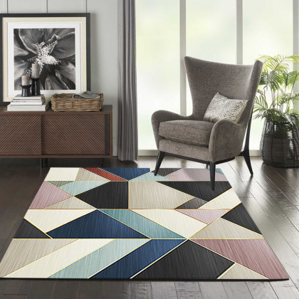 HMR - 6' x 9' Modern Gradient Geometric Multi-colored Rectangle Area Rug