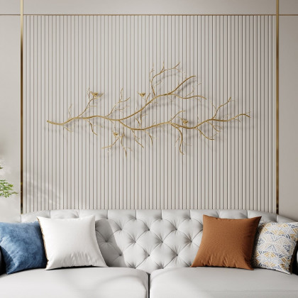 HMR - Luxury Creative Metal Branch & Birds Wall Decor Home Art in Gold in Living Room