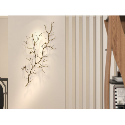 HMR - Luxury Creative Metal Branch & Birds Wall Decor Home Art in Gold in Living Room