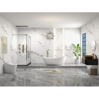 HMR - 24" Frameless Round LED Bathroom Vanity Mirror Acrylic Anti-Fog Wall Mirror