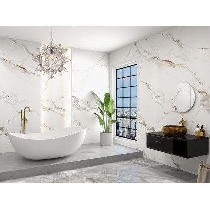 HMR - 24" Frameless Round LED Bathroom Vanity Mirror Acrylic Anti-Fog Wall Mirror