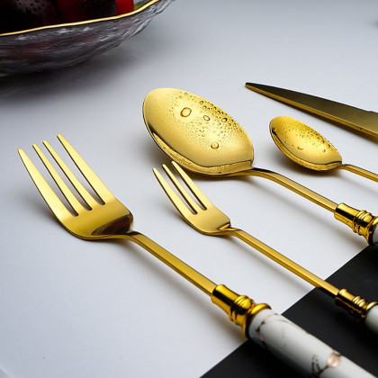 HMR - 60 Pieces Stainless Steel Flatware Set with Ceramic Coated Handle, Service for 12