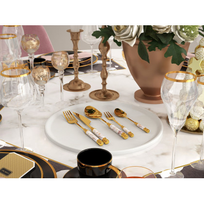 HMR - 60 Pieces Stainless Steel Flatware Set with Ceramic Coated Handle, Service for 12