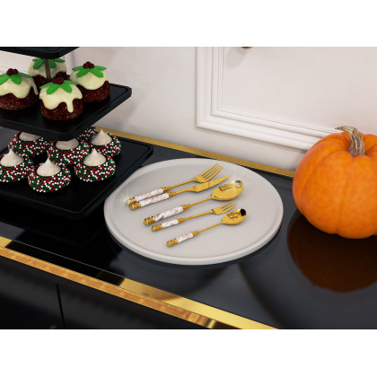 HMR - 60 Pieces Stainless Steel Flatware Set with Ceramic Coated Handle, Service for 12