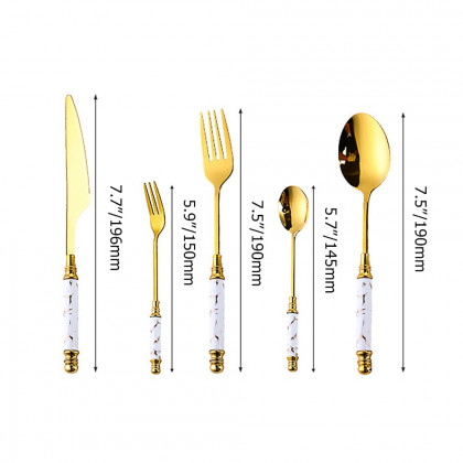 HMR - 60 Pieces Stainless Steel Flatware Set with Ceramic Coated Handle, Service for 12