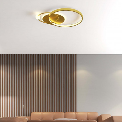 HMR - Gold LED Flush Mount Light Multi-Circle Ceiling Light with Globe